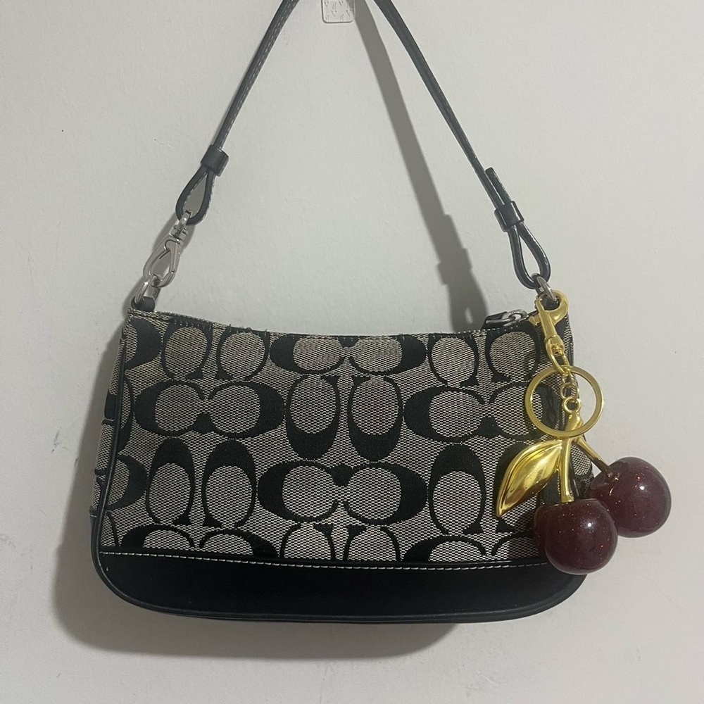 Coach Black and Grey y2k Demi Pochette Canvas Leather No. 6094